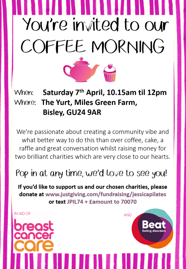 Coffee morning poster for website Jessica Pilates